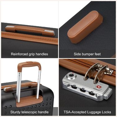 Чотири валізи KONO з ABS пластику, 75 x 48 x 29 см, з TSA замком, ручна поклажа, набір 4 шт. (білий, чорний)