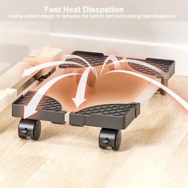 Підставка для комп'ютера під стіл, мобільна, на колесах, чорна