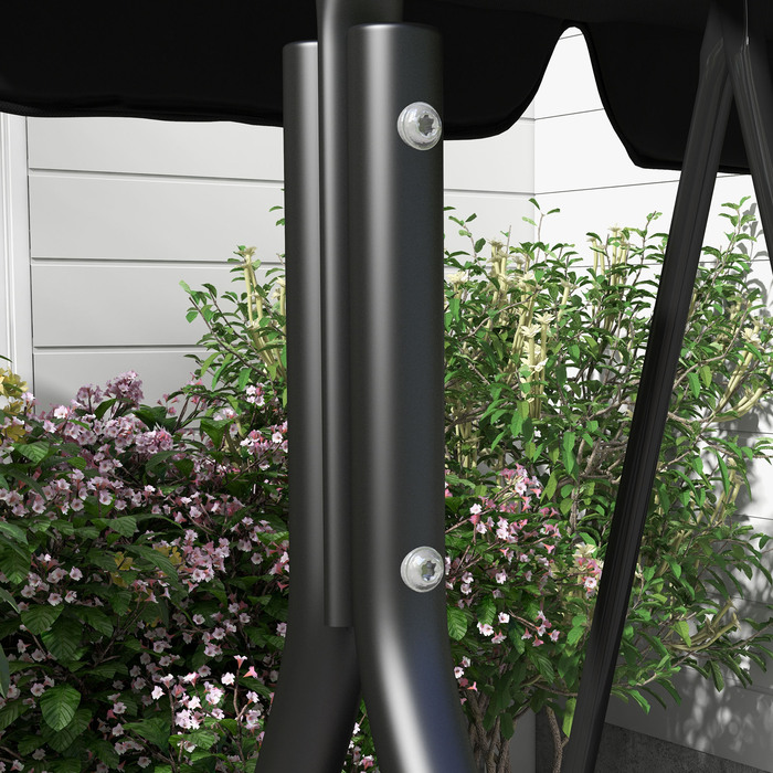 Крісло-гойдалка для саду на 3 особи, стиль Голлівуд, лавка-гойдалка, стійка до погодних умов, розміри 172 см x 110 см x 153 см, чорний