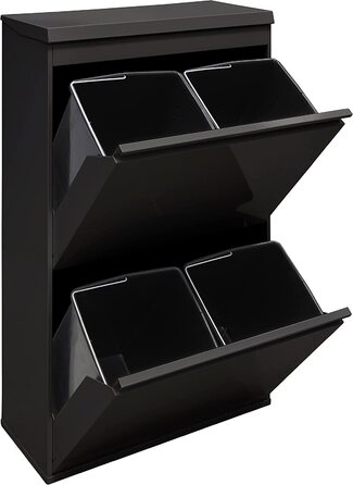 Сталевий кошик для сміття ARREGUI Top CR621-B з ящиком для зберігання з кришкою, система відділення сміття з 4 внутрішніми пластиковими знімними відрами з ручкою, 4 x 17L (68l), білого кольору (верхнє чорне)