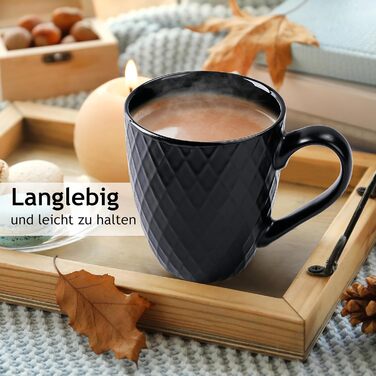 Набір кавових чашок Miamio Palmanova (6 шт., 400 мл) – чорний матовий керамічний набір