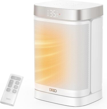 Електричний обігрівач Dreo з термостатом, 1500W, PTC-кераміка, тихий, з осциляцією, ECO-режим, таймер 12 годин, захист від перегріву та перекидання