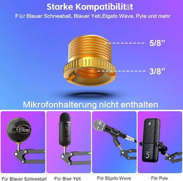 Мікрофонний стійкий тримач ZealSound з RGB підсвічуванням, адаптер 3/8