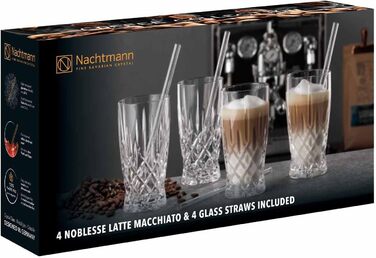 Набір з 4 склянок для латте макіато 0,35 л з соломинками, Noblesse Nachtmann