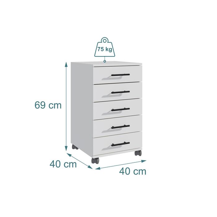 Контейнер Relaxdays на коліщатках з 5 висувними ящиками