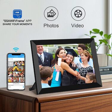 Цифровий фоторамка FRAMEO з Wi-Fi, 32GB, 10.1 дюймів, IPS LCD, сенсорний екран, Smart Cloud, автоматичне обертання. Діліться моментами через додаток Frameo