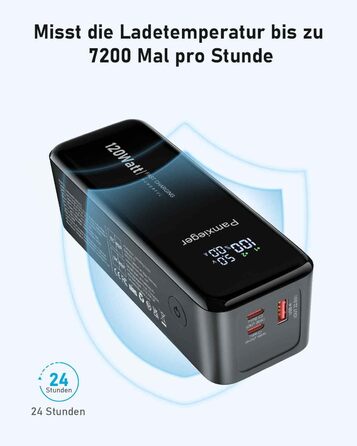 Вт 27000 мАг, компактний павербанк зі швидкою зарядкою з USB-C і LCD для мобільного телефону/ноутбука, 120