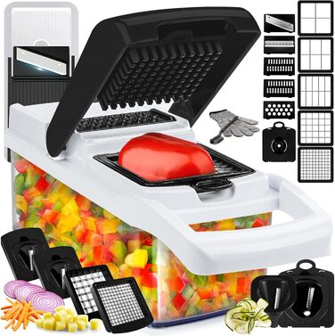 Багатофункціональний набір для нарізки овочів 25-в-1: слайсер, спіралайзер, нарізчик, шинкувальник, з контейнером, з нержавіючої сталі