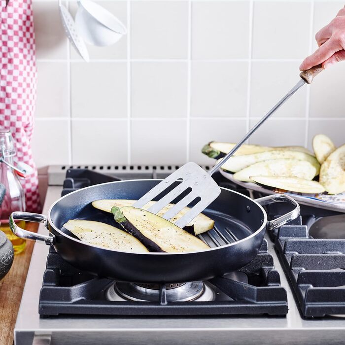 GreenPan Essentials сковорода-гриль (28 см), керамічне антипригарне покриття, без PFAS, для індукційних плит, придатна для миття в посудомийній машині, чорна