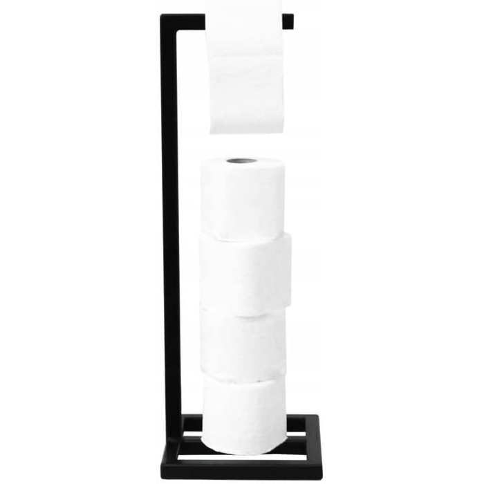 Тримач для туалетного паперу зі змінним тримачем рулону для 4 рулонів туалетного паперу Тримач для туалетного паперу чорний метал 20x56см, тримач для туалетного паперу стоїть без свердління Стильні аксесуари для ванної кімнати
