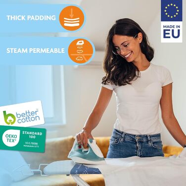 Чохол для прасувального столу Comfort 3-шаровий, розмір L, універсальний, 45x125 см, бавовна, синій