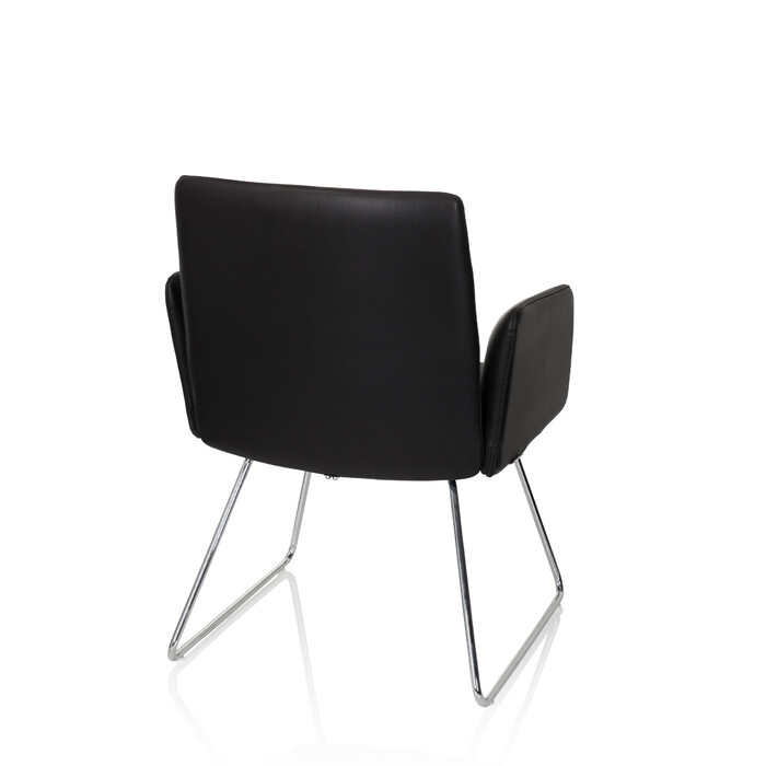 Крісло для відвідувачів DESIGNIA V, штучна шкіра, чорний колір, на коліщатках, hjh OFFICE