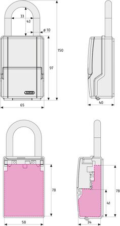Сейф для ключів ABUS KeyGarage 797 LED - з підвісним замком, підсвічуванням, для ключів та дрібних цінностей, чорно-срібний (міні)