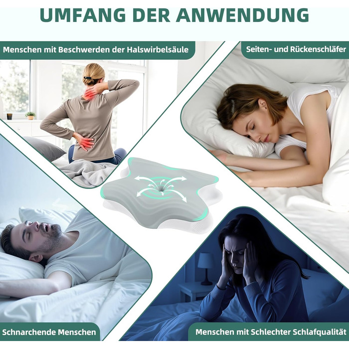 Подушка для сну на боці Rokehr, подушка для шиї, подушка з піною з пам'яті, подушка для підтримки шиї, подушка для сну на спині, животі та боці