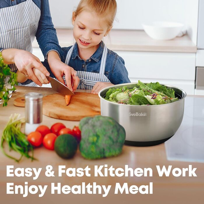 Салатниця-віджимник 5л з нержавіючої сталі з кнопкою стоп, BPA-Free, прозора кришка та отвори для зливу, неслизьке дно, придатна для миття в посудомийній машині