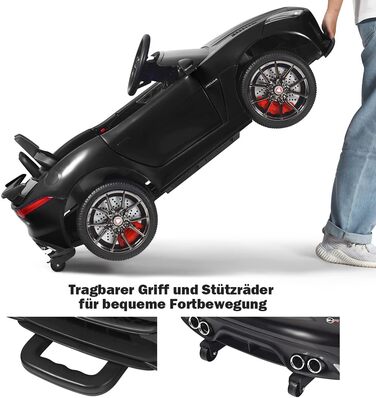 Дитячий електромобіль Jaguar COSTWAY 12V з пультом, музикою та підсвічуванням, чорний, для дітей від 3 років