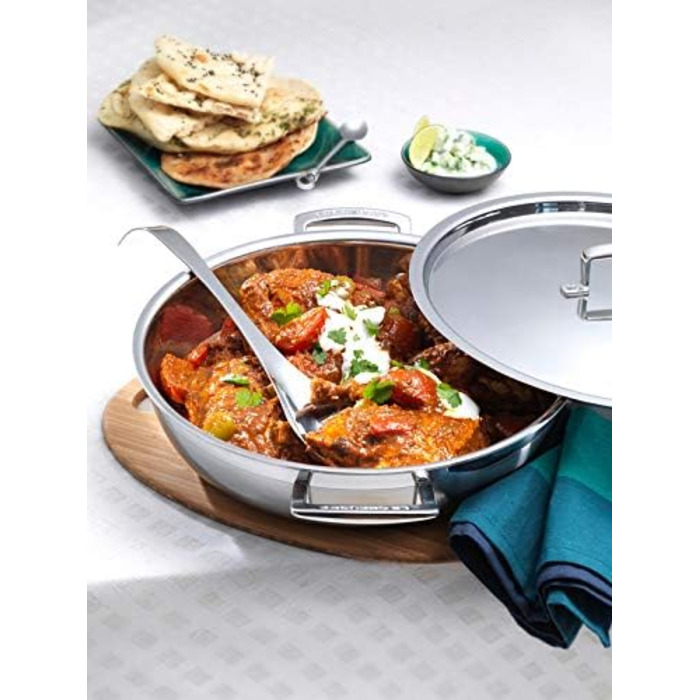 Сковорода Le Creuset Pro з кришкою, 26 см, нержавіюча сталь, для всіх типів плит, включаючи індукцію та духовку, срібна