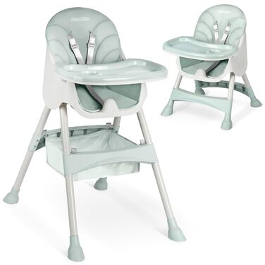 Дитячий стільчик для годування Ricokids 3 в 1, від 6 місяців, з регулюванням висоти, з підносом, колір бежевий (зелений)