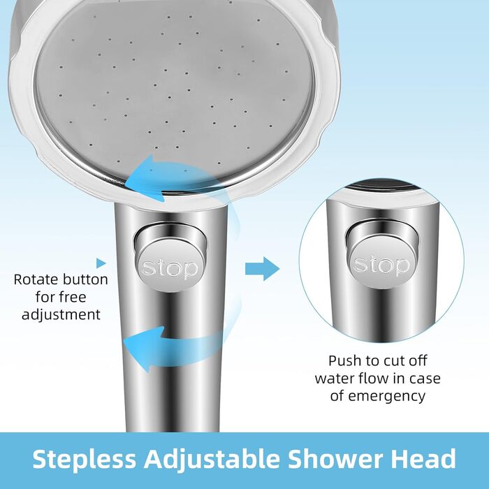 Портативна електродушова система для кемпінгу з акумулятором 6000mAh, фільтрацією, покажчиком температури та шлангом 2м