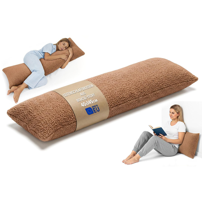 Подушка для вагітних та сну Body Pillow з тканини букле, 40x145 см, колір Pumpkin (Гарбуз), сертифікат Oeko-Tex