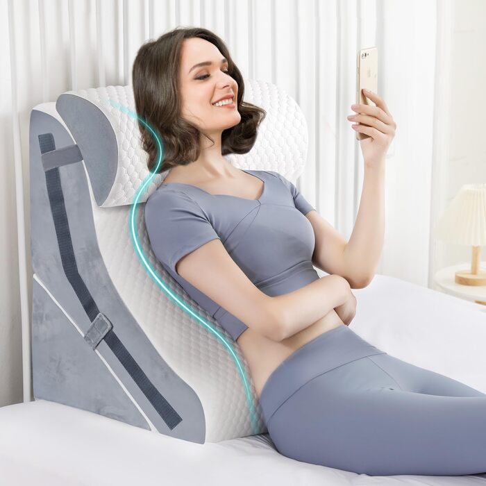 Набір з 4 подушок-валиків ортопедичних з memory foam для спини, для сну, після операції (білий, 3 шт.)