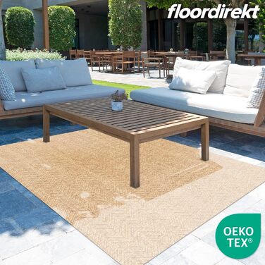 Килим Floordirekt Outdoor стійкий до атмосферних впливів та ультрафіолету, міцний, миється, 80x150 см, Cheron Beige