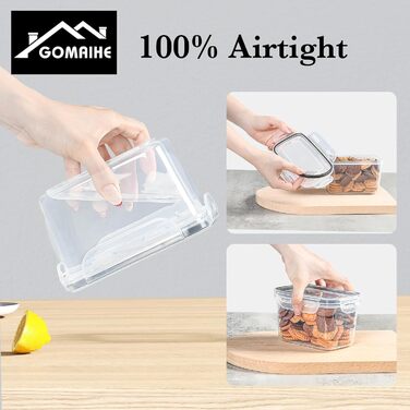 Набір контейнерів для зберігання GoMaihe 12 шт: герметичні, 800 мл, з етикетками, чорні. Ідеально для продуктів, цукру, спецій. Без BPA, можна мити в посудомийній машині.