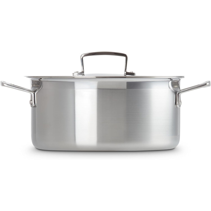 Сковорода Le Creuset з кришкою з нержавіючої сталі, 24 см, для всіх типів плит (включаючи індукцію) та духовки, срібна