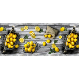 Нековзний водовідштовхувальний килимок, що миється Якість зроблено в Італії Стійкий до плям ПВХ килимок для передпокою для внутрішнього та зовнішнього цифрового друку Лимонний візерунок дерева (52X180)