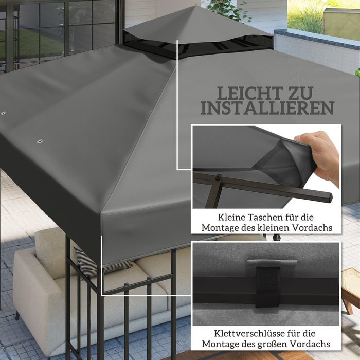 Тент для павільйону 3 x 3 м, замінний, з отворами для стоку води, UPF30+, захист від сонця, темно-сірий