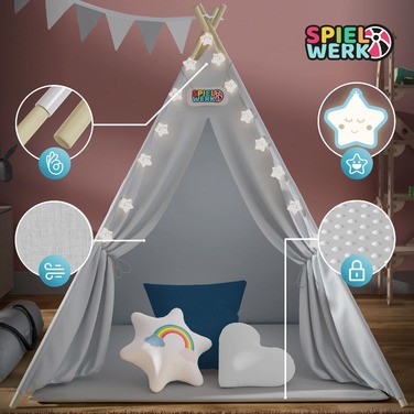 Ігровий намет Teepee сірий 160x130x130см