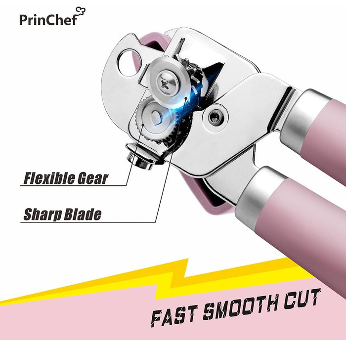 Ручний відкривач для консерв PrinChef з потужним магнітом (рожевий)