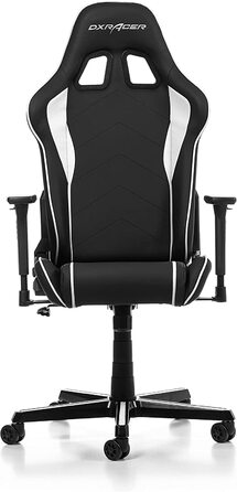 Ігрове крісло DXRacer Prince P08, шкірозамінник, чорно-біле, до 185 см