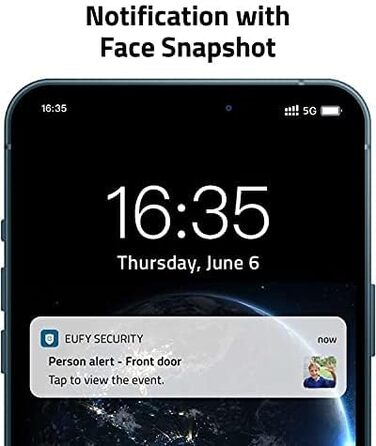 Відеодзвінок eufy Security 2K HD: Бездротова камера з дзвінком та дверною дзвінкою, AI-розпізнавання людей, акумуляторний, легка установка (відновлена)