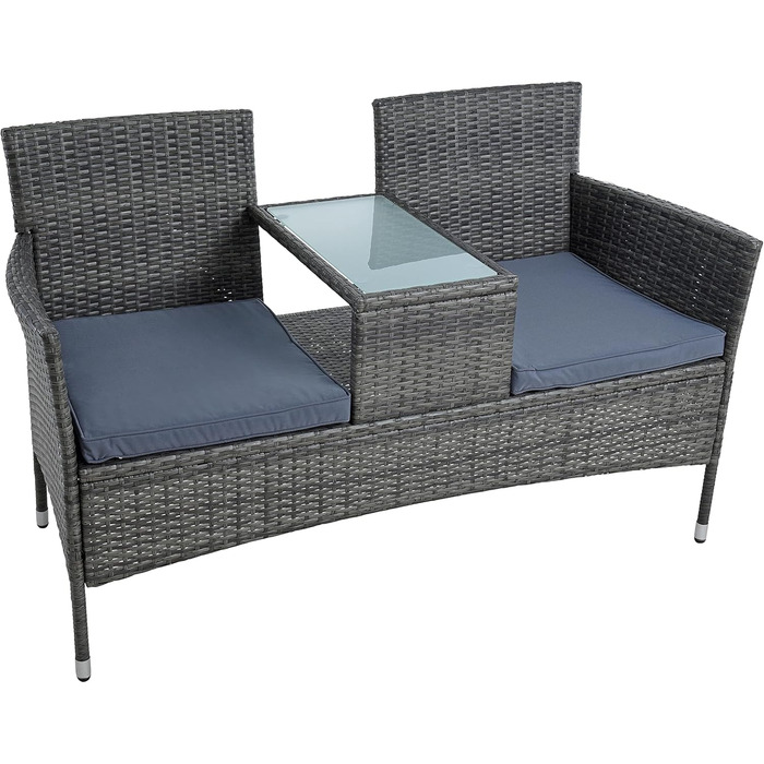 Садові меблі ESTEXO з ротангу для 2 осіб: Лавка, комплект для відпочинку, балконні меблі, сірий антрацит