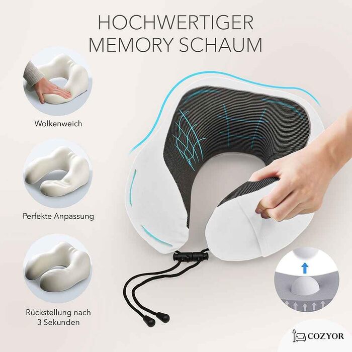 Набір для подорожей Cozyor 4 в 1: подушка для шиї, маска для сну, подушка для подорожей та ковдра 2 в 1, навушники, з кріпленням для рюкзака та валізи, червоний