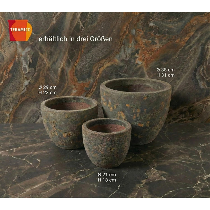 Керамічний горщик Teramico Premium: ручна робота, морозостійкий, з отвором для поливу. Підходить для квітів у саду та вдома. Унікальний горщик Lava Braun, 21x18 см