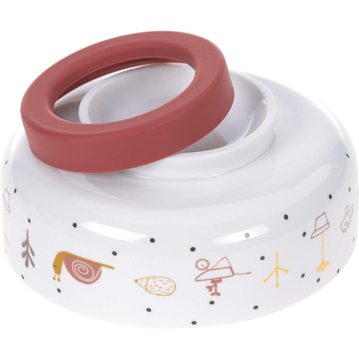 Набір дитячого посуду LÄSSIG Garden Explorer: тарілка, миска, чашка з силіконовим кільцем (червоний)