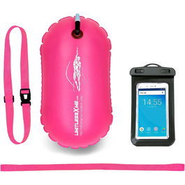 Плавучий буй і чохол для мобільного телефону - 15 л рожевого кольору. Безпека під час плавання, плавання на відкритій воді та триатлону. Цінні речі біля басейну на озері. Плавучий буй, плавальний міхур, плавучий надувний буй