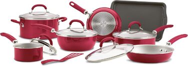 Набір посуду Rachael Ray Create Delicious з антипригарним покриттям (13 предметів, сірий з блиском)