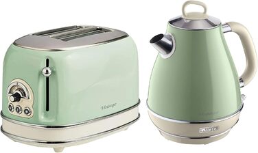 Електричний чайник Ariete Vintage 2869: ретро-дизайн, 1.7 л, нержавіюча сталь, 2000 Вт