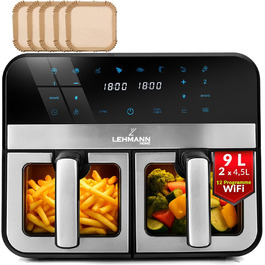 Фритюрниця повітряна LEHMANN XXL з 2 камерами (9л) - 13 програм, Touchscreen, антипригарне покриття