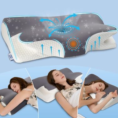 Ортопедична подушка IDEA проти болю в шиї: ергономічна подушка з Memory Foam для сну на боці, спині та животі - для комфортного сну та підтримки шиї (65 x 36 x 11/14 см)