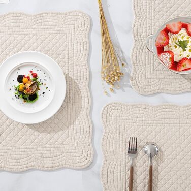 Набори підставки під тарілки MABOZOO, 6 шт, 100% бавовна, миючі, для кухні та обіднього столу, прямокутні, льон