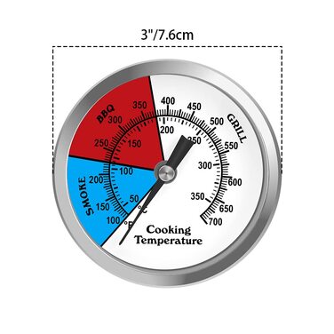 Термометр для барбекю Onlyfire 350C/700F, Ø 76 мм, для всіх барбекю, печей, коптилень, аналогів, аксесуарів для барбекю