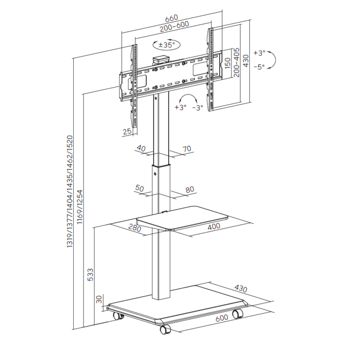 Стійка з кріпленням для телевізора OfficePro TVS302B