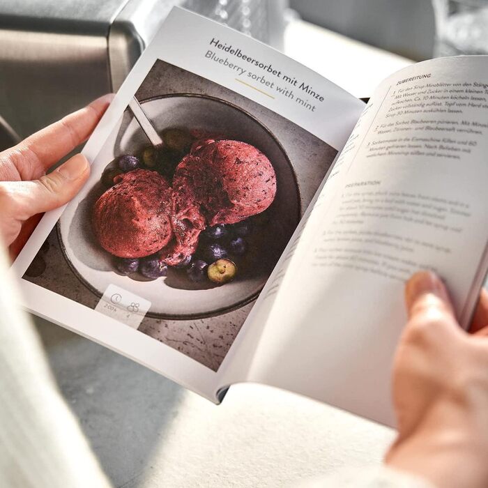 Електрична машина для приготування морозива Springlane 1.5 л з самоохолоджуючим компресором 150 Вт, з нержавіючої сталі з знімним контейнером для льоду, з рецептами (срібна)