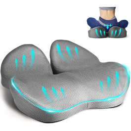 Подушка для сидіння Fwiull з Memory Foam: для авто, софи, офісу. Зняття тиску, ергономічна підтримка (Світло-сіра)