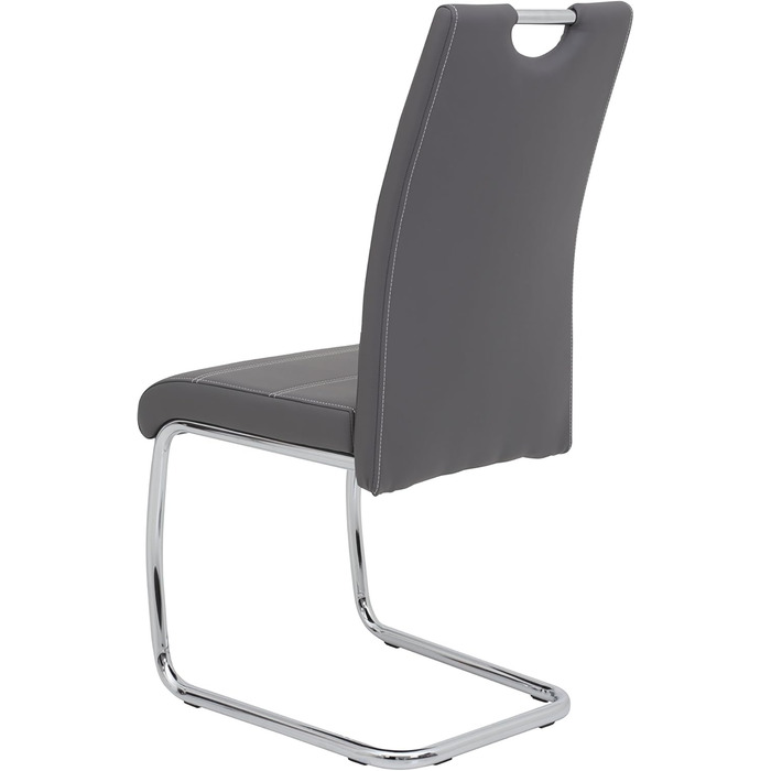 Набір обідніх стільців Hela Flora (4 шт.), штучна шкіра сірого кольору, металевий каркас, 42x57x98 см