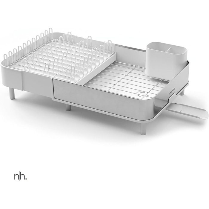 Сушарка для посуду висувна з нержавіючої сталі біла | сучасний мінімалістичний дизайн
